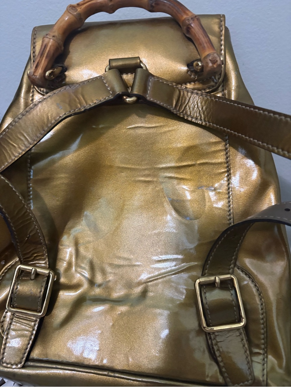 GUCCI Bamboo Mini Backpack Metallic Gold - Picture 5 of 12